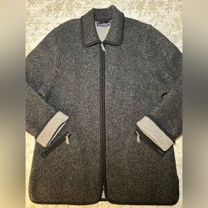 Vintage Boiled Wool Nordic Sweater Coat Chore Barn Jacket, size medium Cozycore